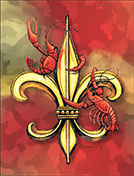 Crawfish Fleur-de-lis note cards